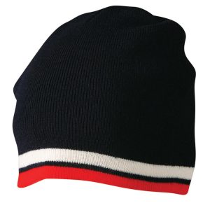 [CH63] Knitted 100% acrylic contrast stripes beanie