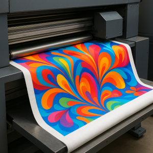 Colorful Fabric Printer Printing on a Fabric