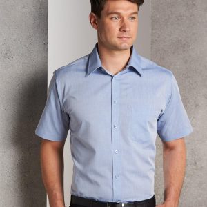 [M7011] Men's Fine Chambray Short Sleeve Shirt