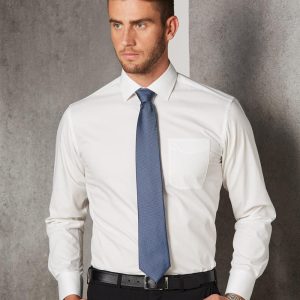 [M7110L] Men's Dobby Striped Taped L/S Shirt