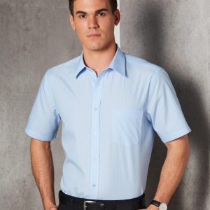 [M7221] Men's Pin Stripe Short Sleeve Shirt