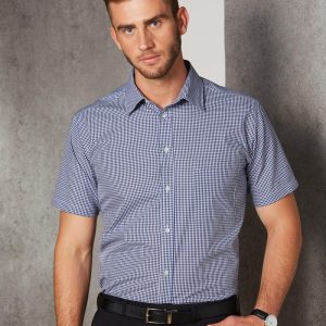 [M7320S] Men's Two Tone Check S/S Shirt