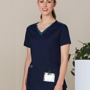 [M7660] Ladies' Contrast Colour S/S Scrub Top
