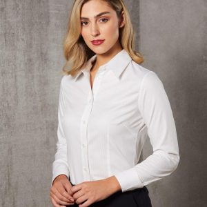 [M8100L] Women's Self Stripe L/S Shirt