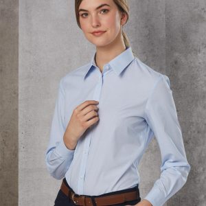 [M8212] Women's Fine Stripe Long Sleeve Shirt