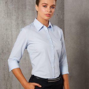 [M8213] Women's Fine Stripe 3/4 Sleeve Shirt