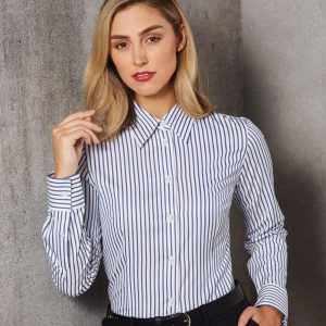 [M8310L] Women's Sateen Stripe L/S Shirt