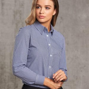 [M8320L] Ladies' Two Tone Check L/S Shirt