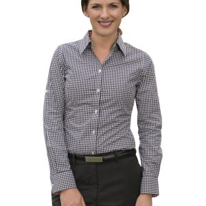 [M8330L] Women's Gingham Check Roll-up L/S Shirt