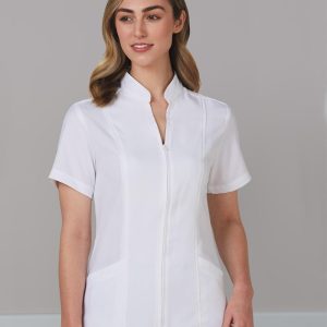 [M8636S] Women's Full Zip Front Short Sleeve Tunic