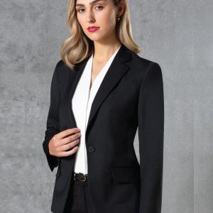 [M9201] Ladies' Wool Blend Stretch One Button Cropped Jacket