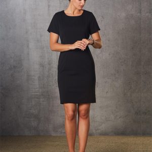 [M9282] Ladies' Poly/Viscose Stretch, Short Sleeve Dress