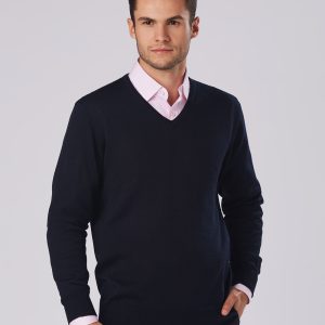 [M9502] Men's 100% Merino Wool V Neck L/S Sweater
