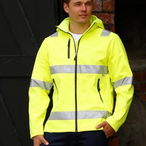 [SW30] Hi-Vis Softshell Hooded Jacket With 3M Tape