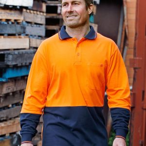 [SW36] Hi-Vis Cotton Two Tone L/S Safety Polo