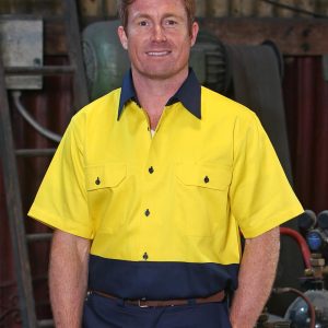 [SW53] Hi-Vis two tone S/S cotton work shirt