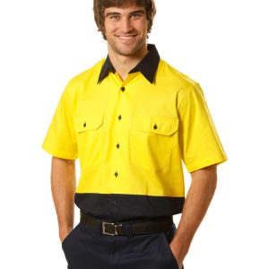 [SW57] Hi-Vis two tone S/S cotton work shirt