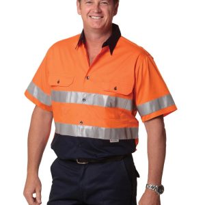 [SW59] Men's Hi-Vis Cool Breeze Safety S/S Shirt (3M Tape)
