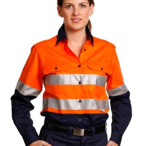 [SW65] Ladies' Hi-Vis L/S Safety Shirt 3M Tape