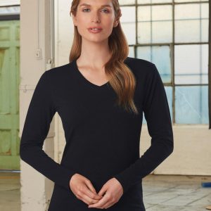 [TS05A] Ladies' V-Neck L/S Tee