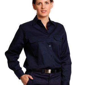 [WT08] Ladies Cotton Drill Long Sleeves Work Shirt