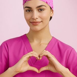 Unisex Pink Printed Scrub Cap