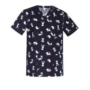 Printed Mens Best Friends Scrub Top