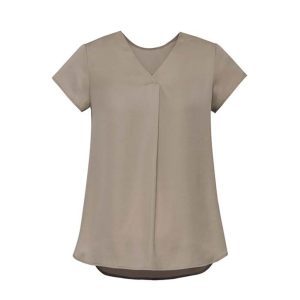 Womens Kayla V-Neck Pleat Blouse