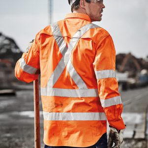 Mens Hi Vis X Back NSW Rail Taped Shirt