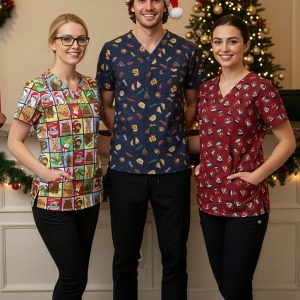 Unisex Christmas Scrub Top